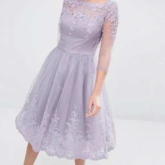 Chi Chi London | Dresses | Chi Chi London Lavender Lace Midi Dress |  Poshmark